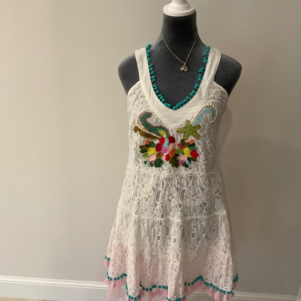 Summer dress, silk, lace, made in Italy